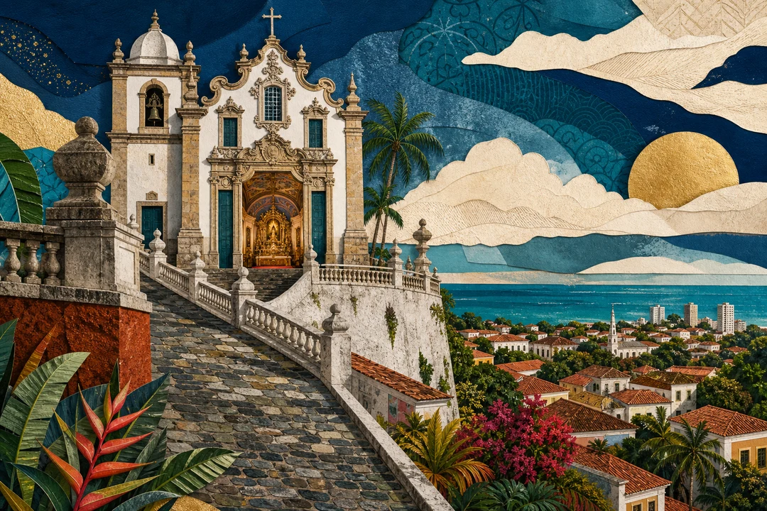Igreja da Misericórdia — Ilustração editorial autoral do Meu Recife — não é fotografia documental.