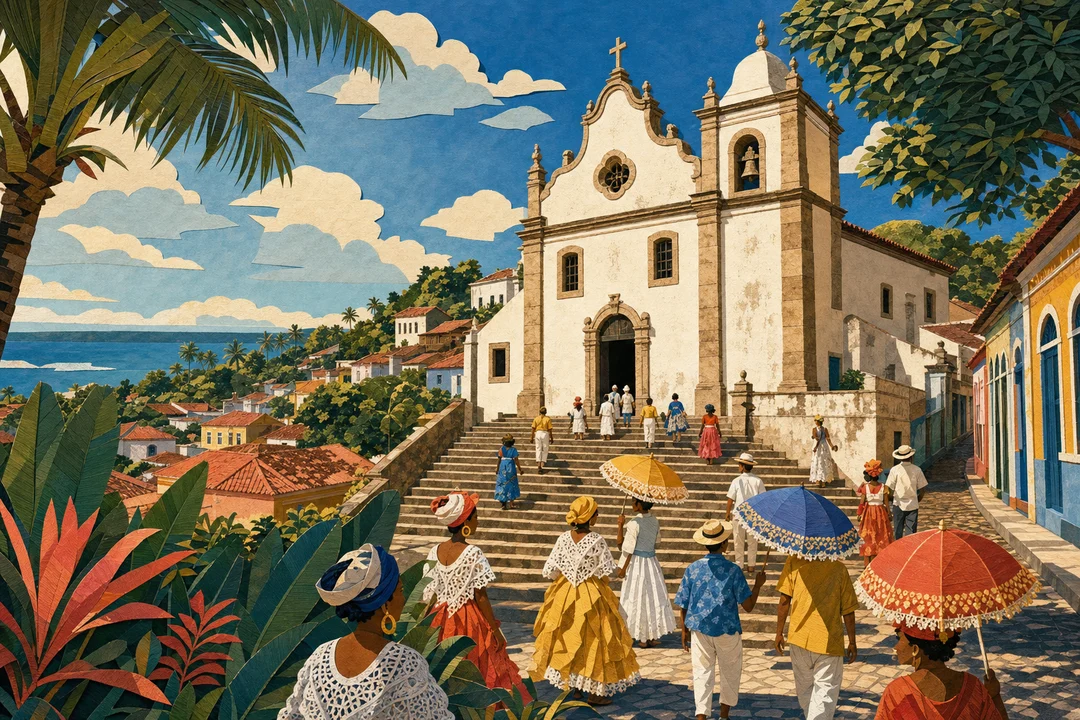 Igreja de Nossa Senhora de Guadalupe — Ilustração editorial autoral do Meu Recife — não é fotografia documental.