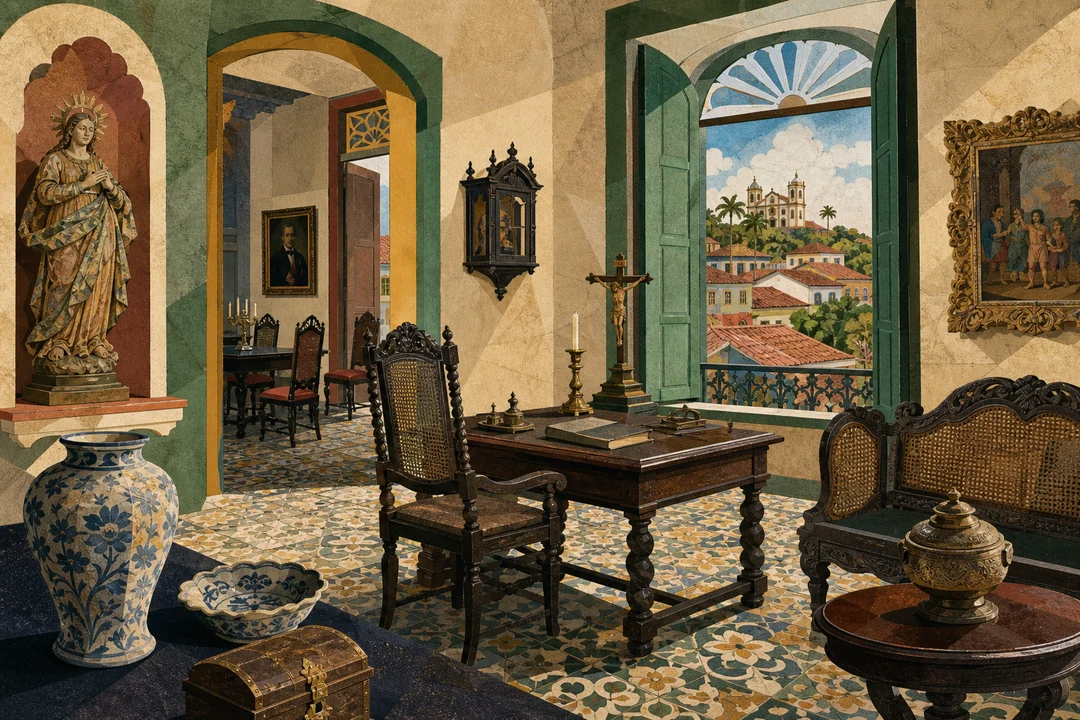 Museu Regional de Olinda — Ilustração editorial autoral do Meu Recife — não é fotografia documental.